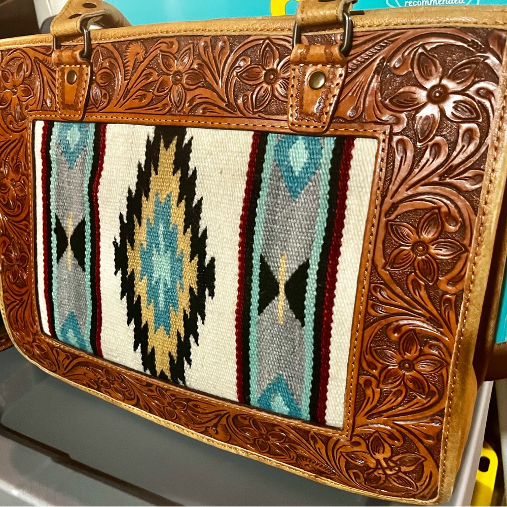 American Darling Tote Saddle Blanket Genuine Leather Western Women Bag Handbag